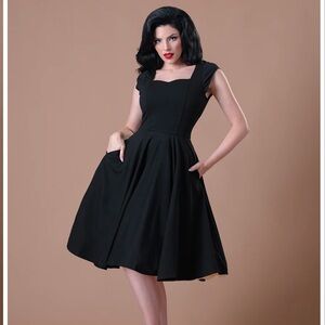 50s-60s black swing dress